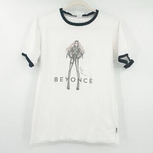 Womens Beyonce Hayden Williams Art Graphic Baseball Cotton T-Shirt Size M White